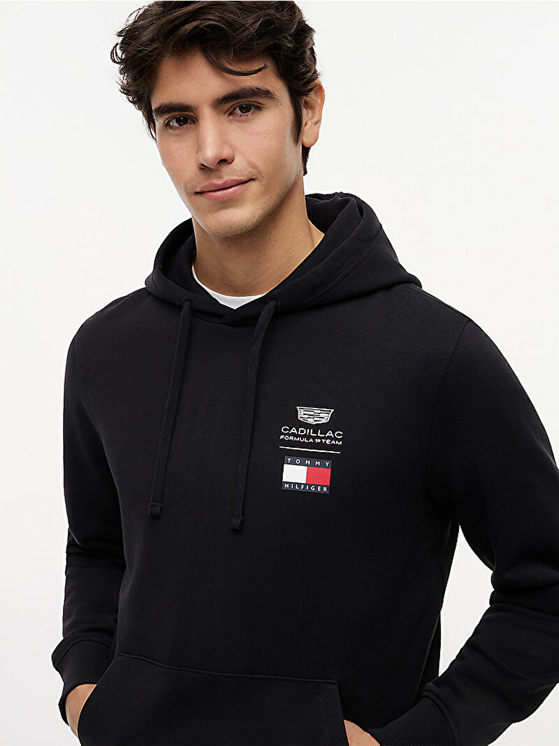 Unisex TH X CF1 Logo Hoodie Siyah MN0MN00079BDS