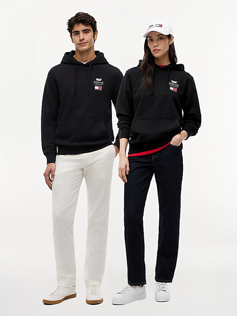 Unisex TH X CF1 Logo Hoodie Siyah MN0MN00079BDS