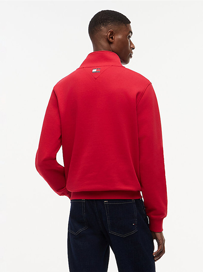 Unisex TH X CF1 Logo Half Sweatshirt Kırmızı MN0MN00095XLG