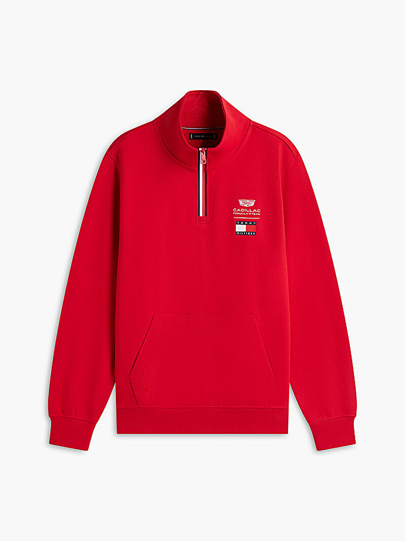 Unisex TH X CF1 Logo Half Sweatshirt Kırmızı MN0MN00095XLG