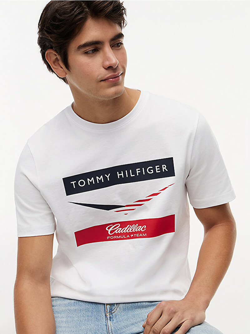 Unisex TH X CF1 Chevron T-shirt Beyaz MN0MN00101YBR