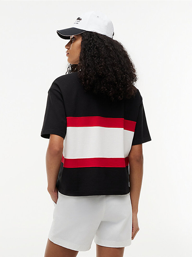 Kadın TH X CF1 Boxy Polo T-shirt Siyah WW0WW52116BDS