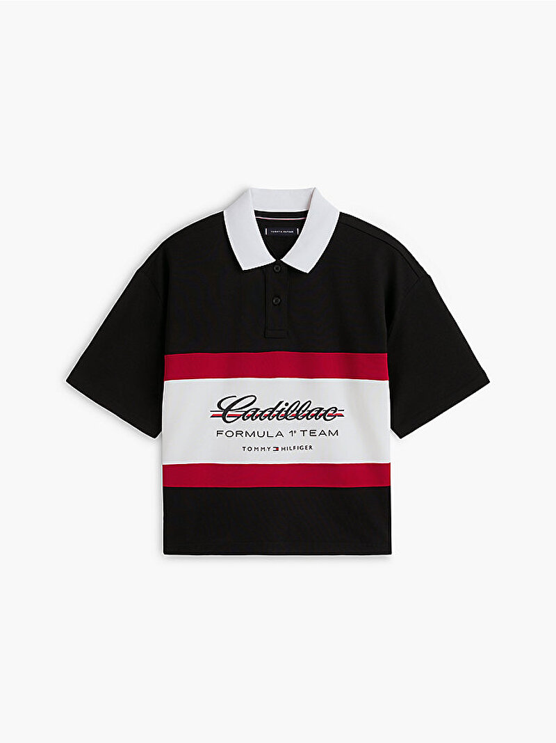 Kadın TH X CF1 Boxy Polo T-shirt Siyah WW0WW52116BDS