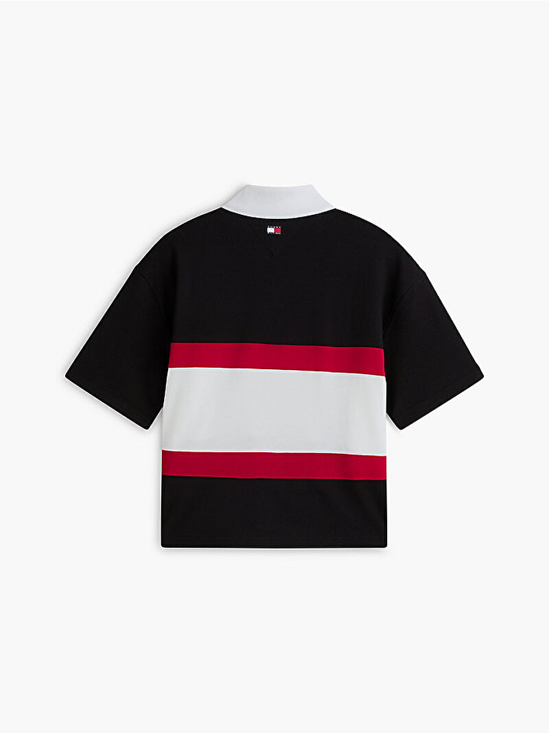 Kadın TH X CF1 Boxy Polo T-shirt Siyah WW0WW52116BDS