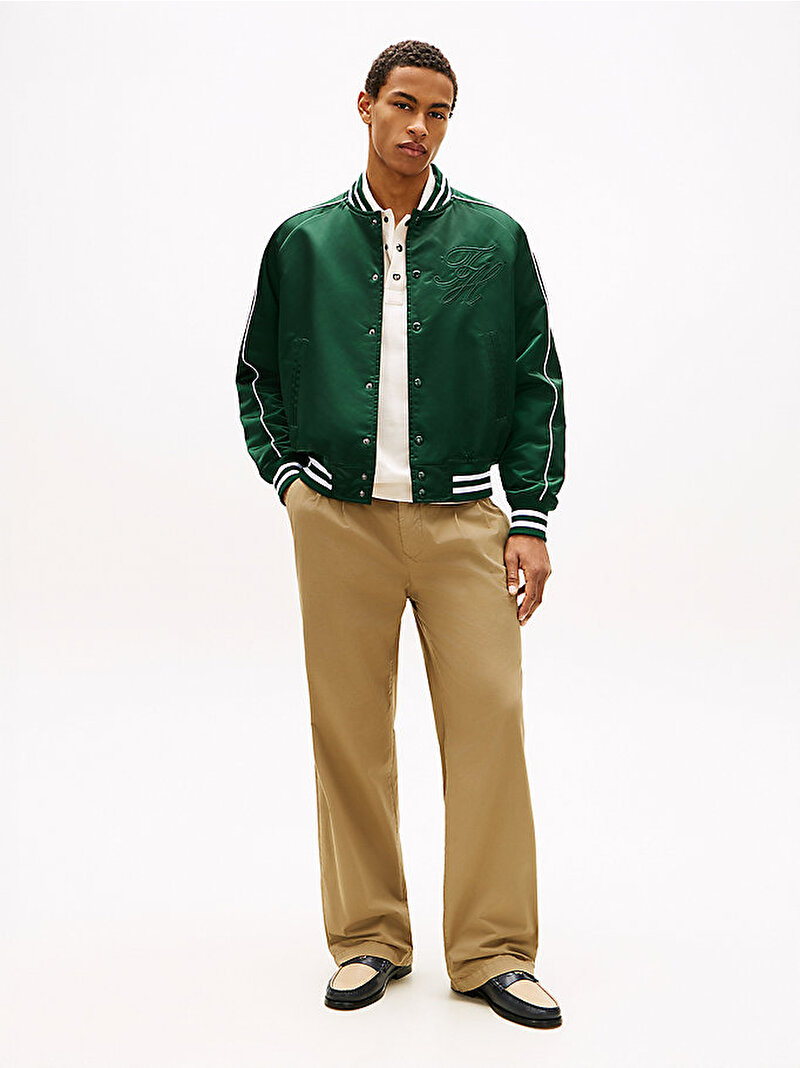 Erkek Nylon Varsity Bomber Ceket Yeşil MW0MW42517MBN