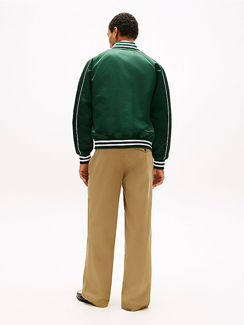 Erkek Nylon Varsity Bomber Ceket Yeşil MW0MW42517MBN