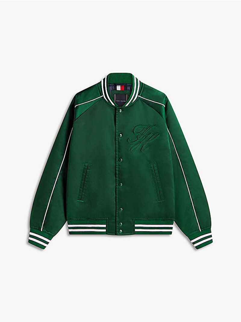 Erkek Nylon Varsity Bomber Ceket Yeşil MW0MW42517MBN