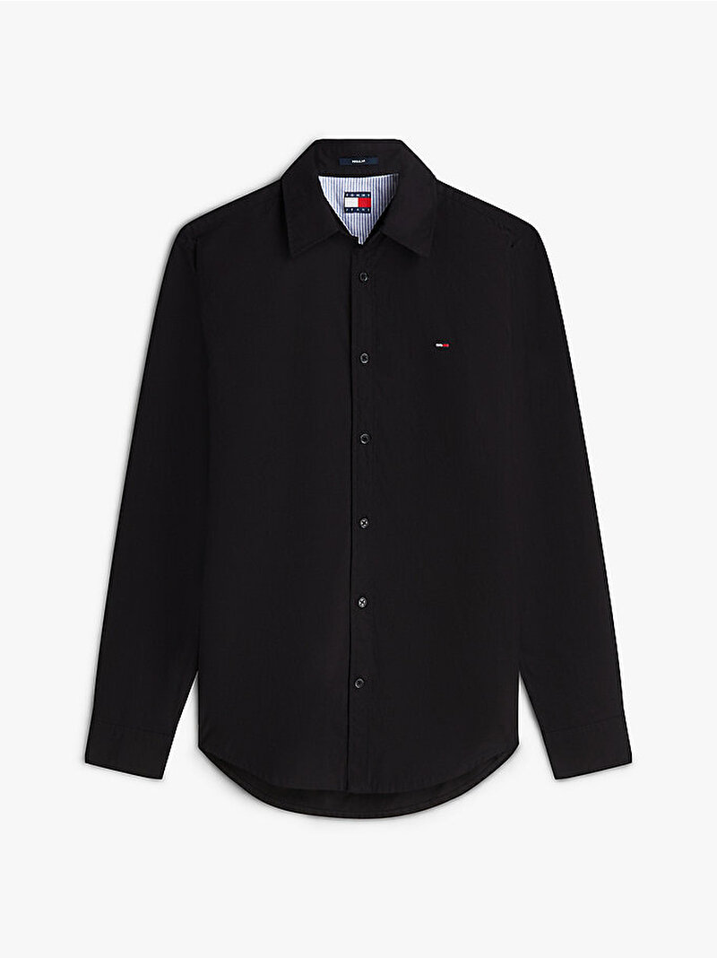Erkek TJM Regular Poplin Gömlek Siyah DM0DM22026BDS