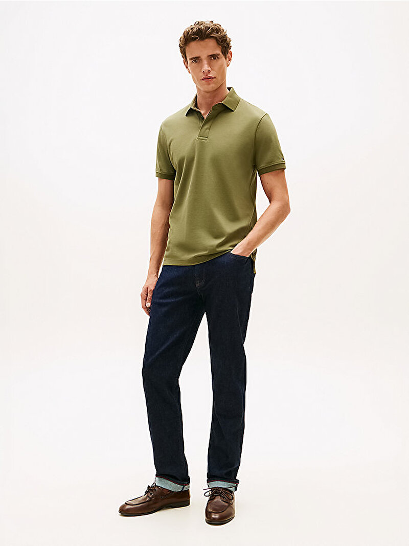 Erkek Hidden Placket Polo T-shirt Yeşil MW0MW41513MSX