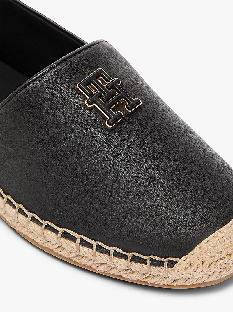 Kadın TH Logo Leather Espadril Siyah FW0FW09246BDS
