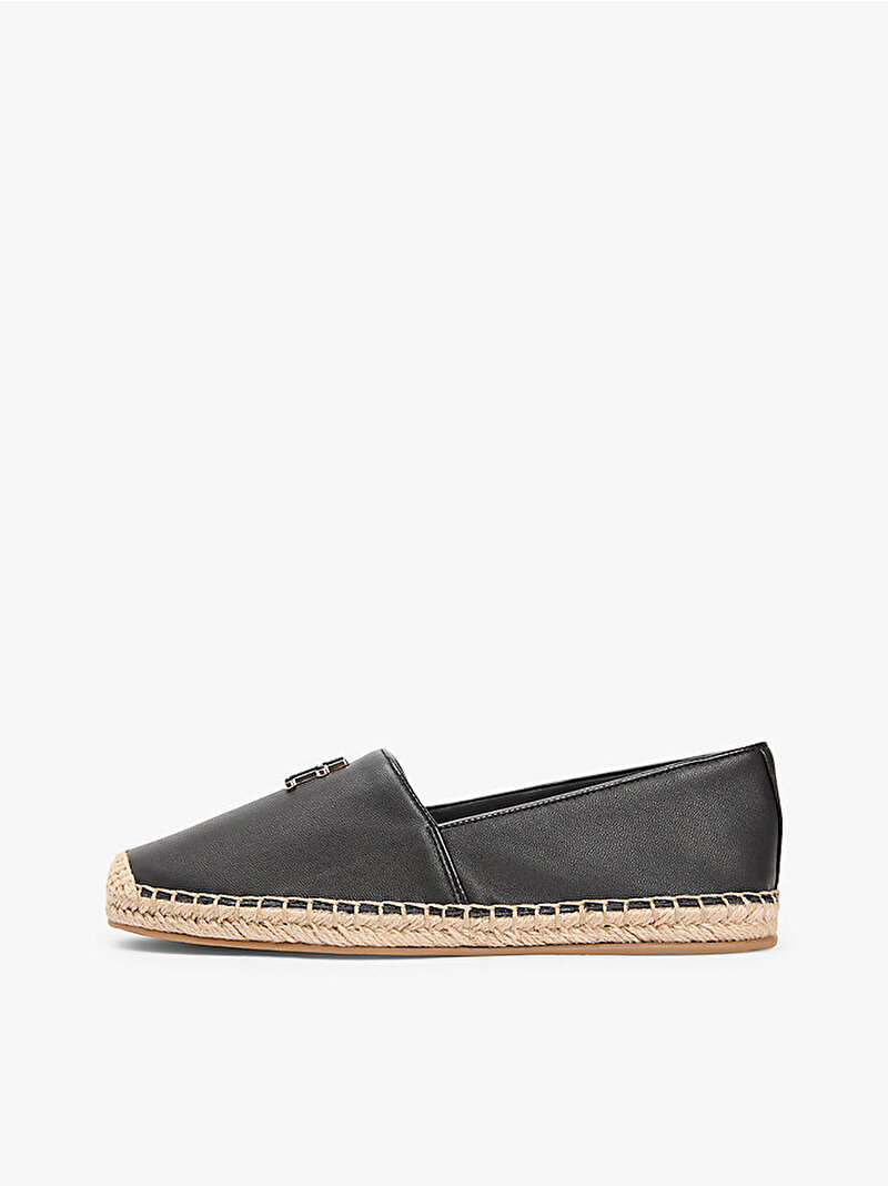 Kadın TH Logo Leather Espadril Siyah FW0FW09246BDS
