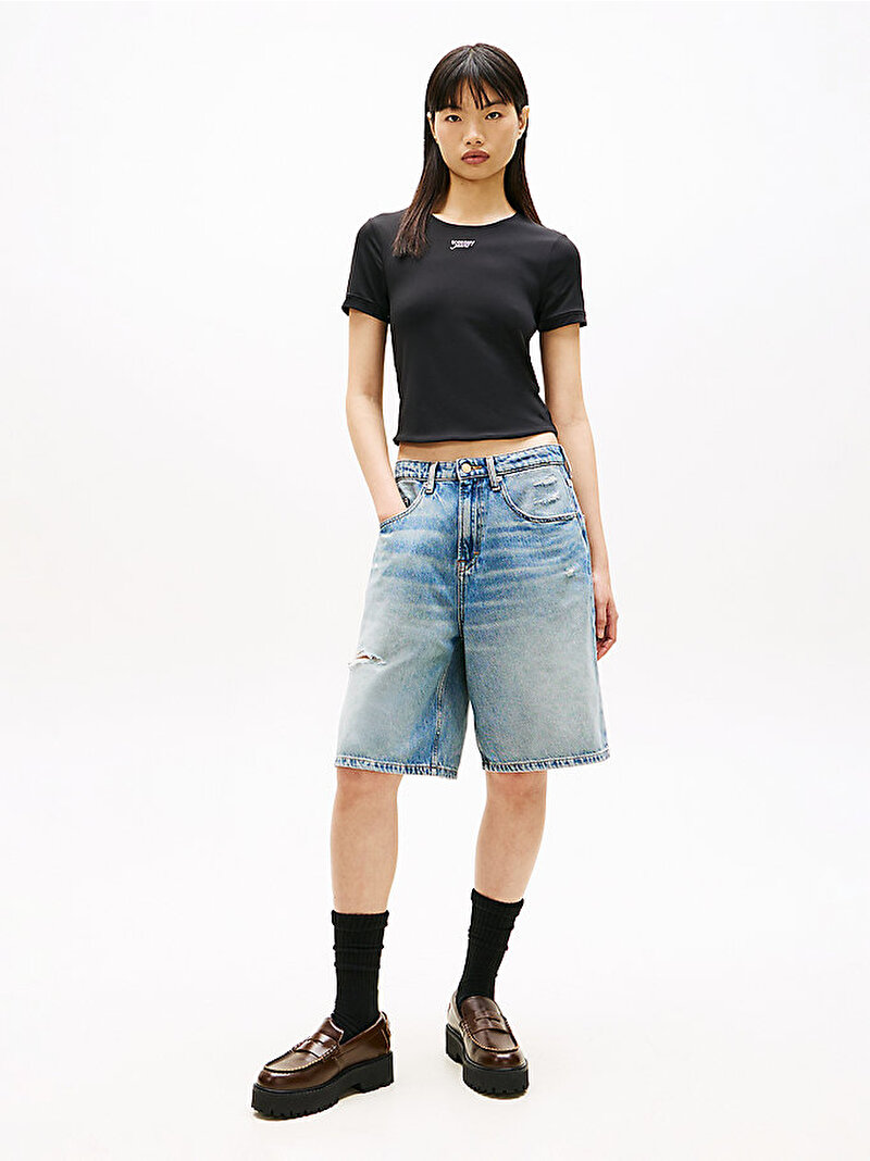 Kadın TJW Slim Silver T-shirt Siyah DW0DW22284BDS