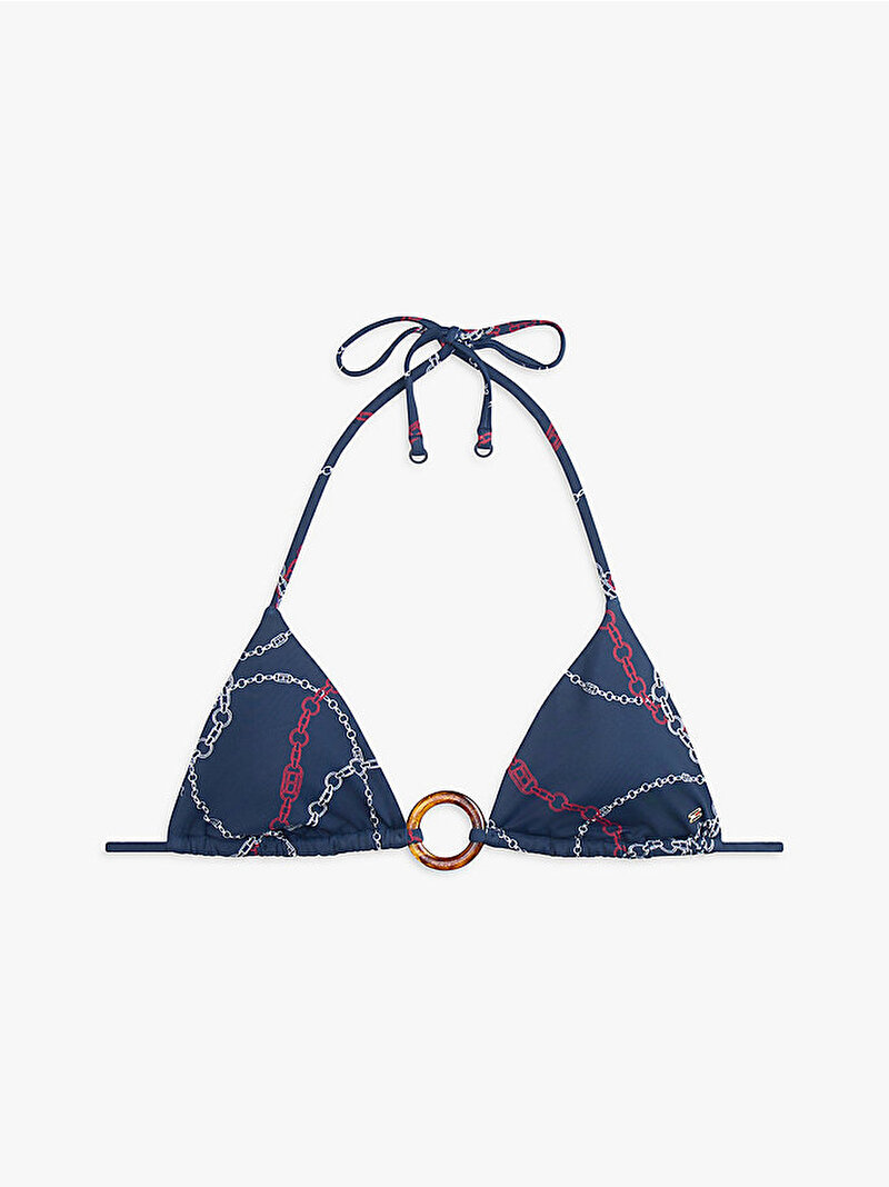 Kadın Triangle Print Bikini Üstü Lacivert UW0UW063930YJ