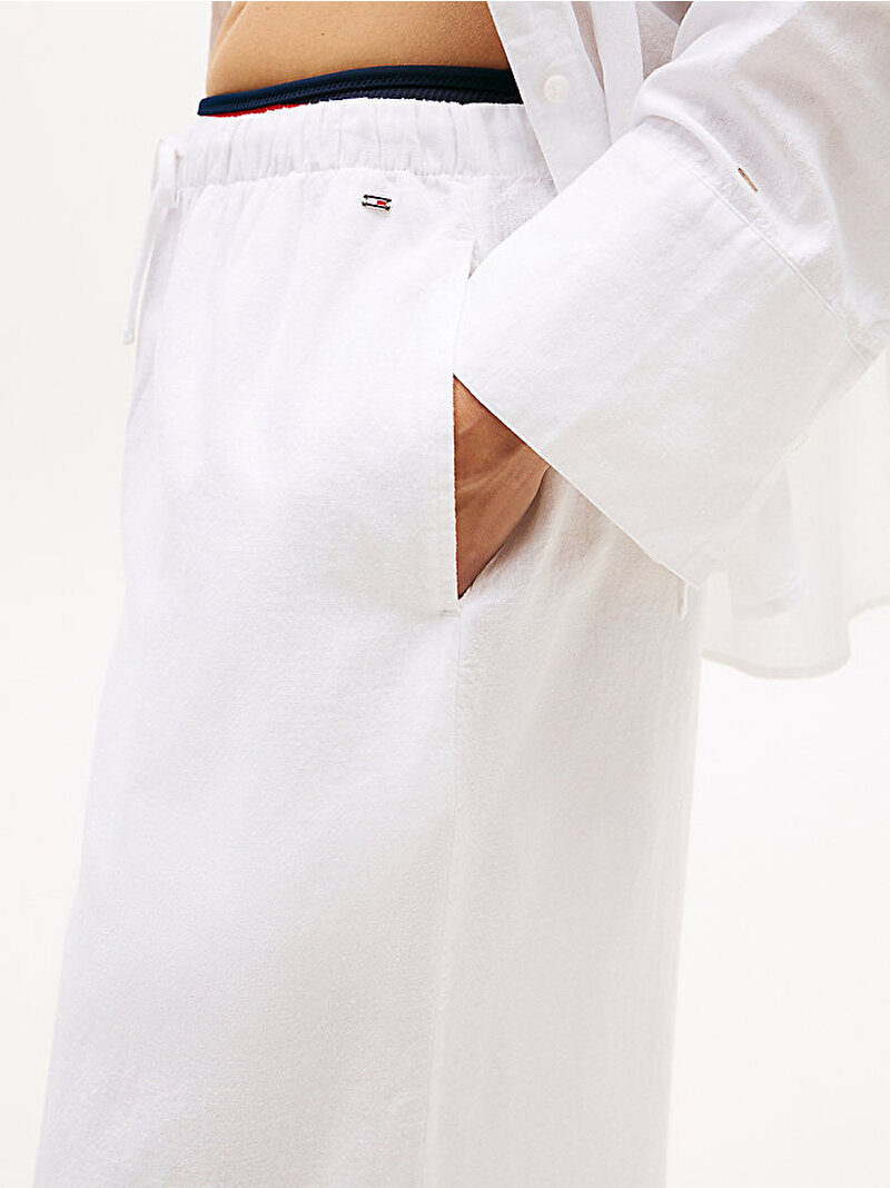 Kadın Wide Leg Pantolon Beyaz UW0UW06431YCD