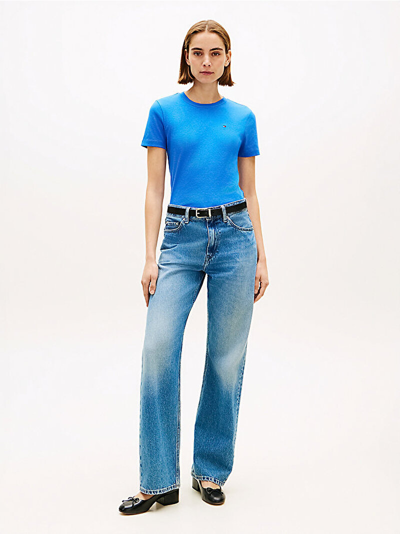 Kadın Slim Cody T-shirt Mavi WW0WW40587C4U