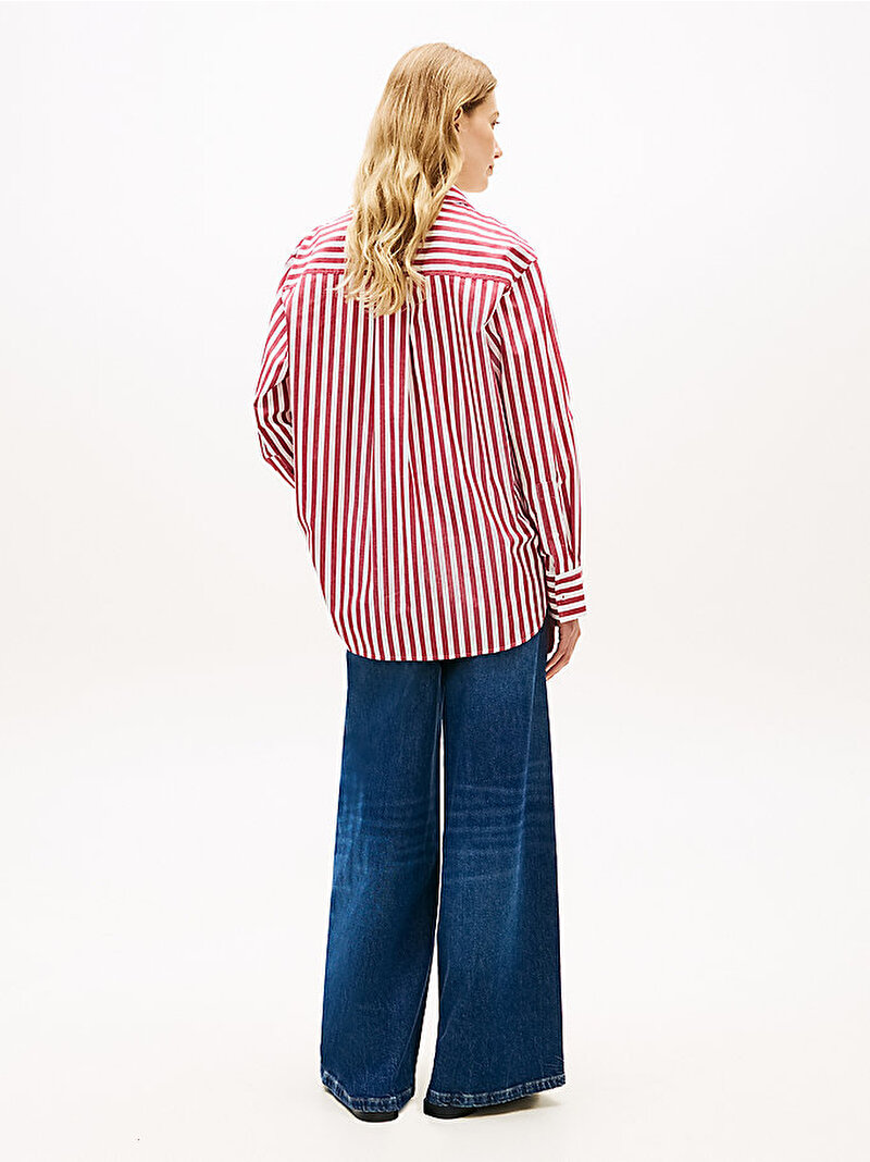 Kadın Essential Linen Easy Fit Gömlek Kırmızı WW0WW456120AA