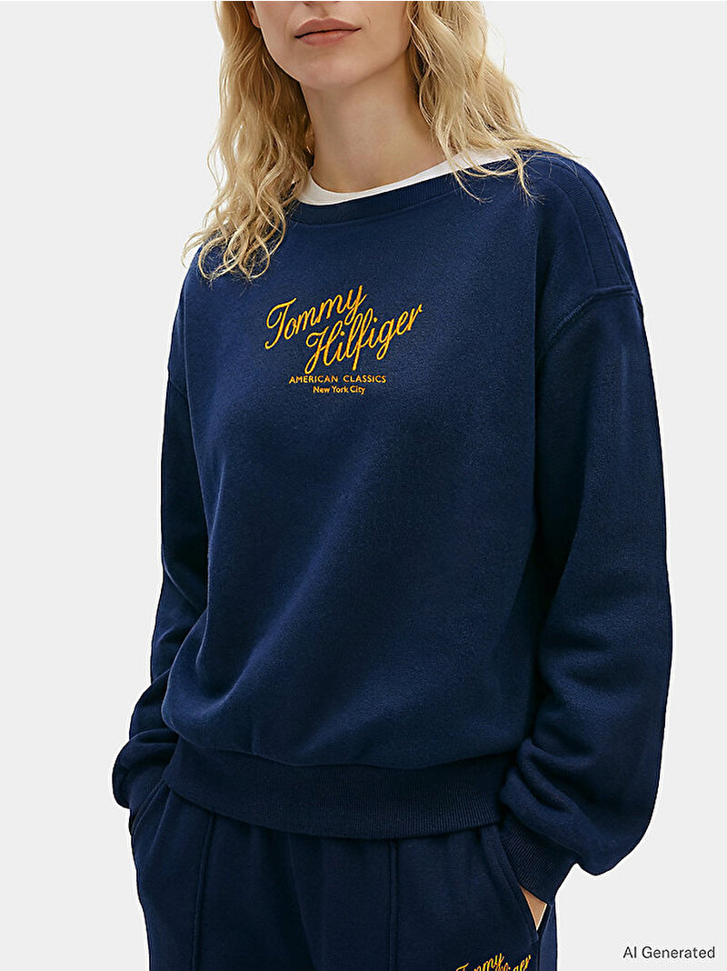 Kadın Modern Sweatshirt Lacivert WW0WW47846C1G