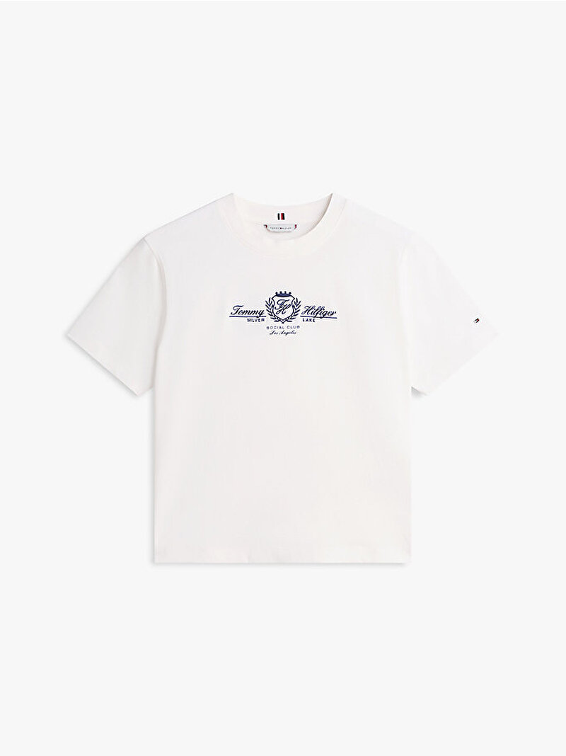 Kadın Varsity Crest Modern T-shirt Ekru WW0WW48713YBL