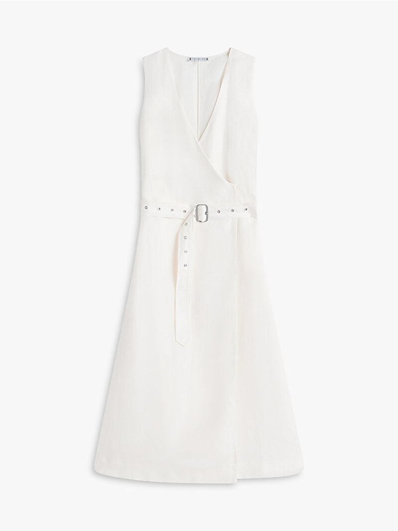 Kadın Vis/Linen Kemerli Elbise Beyaz WW0WW48951YA8
