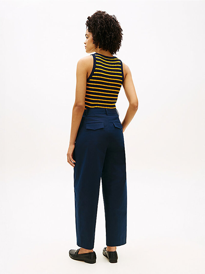 Kadın Cotton Barrel Pleated Pantolon Lacivert WW0WW48993C1G
