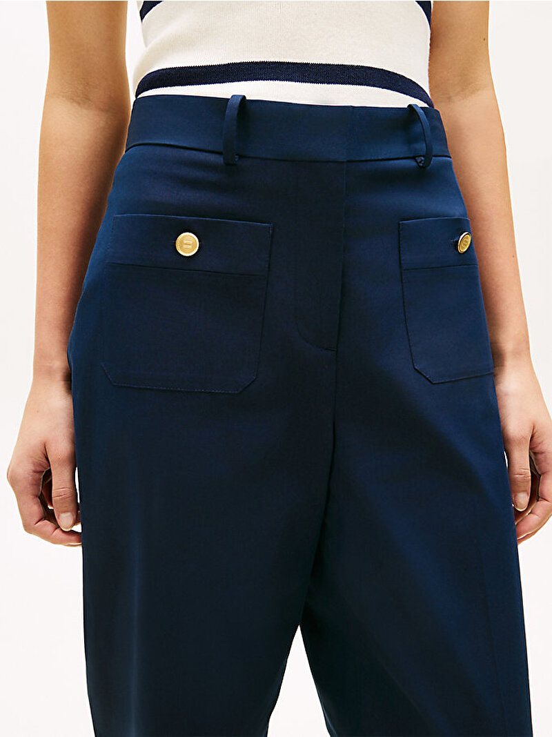 Kadın Preppy Cotton Wide Pantolon Lacivert WW0WW49002C1G