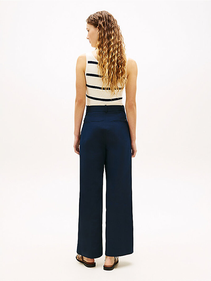 Kadın Preppy Cotton Wide Pantolon Lacivert WW0WW49002C1G