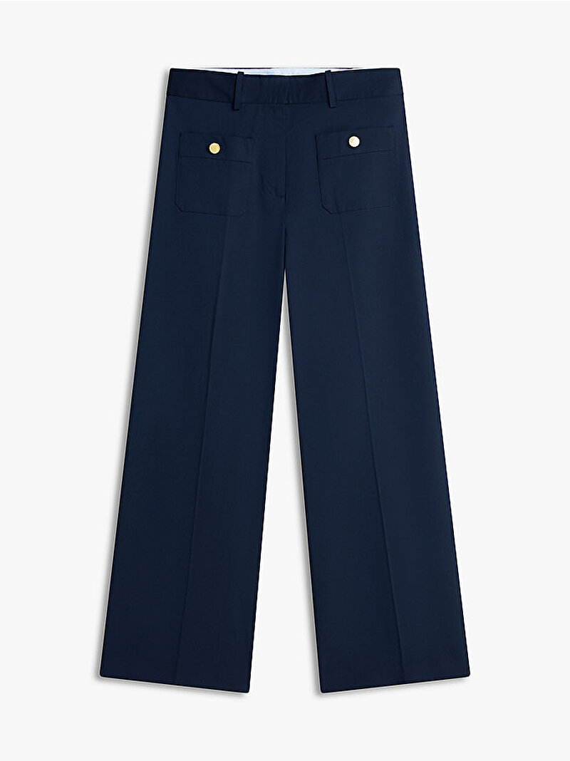 Kadın Preppy Cotton Wide Pantolon Lacivert WW0WW49002C1G