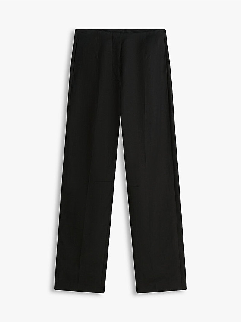 Kadın Linen/vis Barrel Pantolon Siyah WW0WW49004BDS