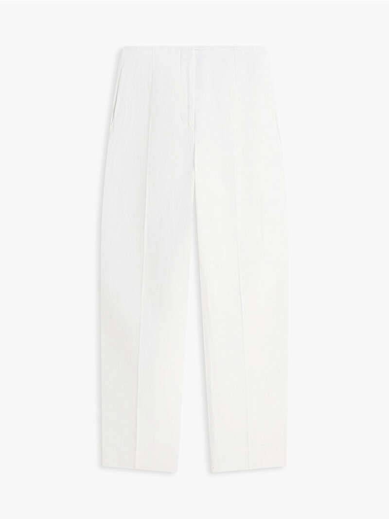 Kadın Linen/vis Barrel Pantolon Beyaz WW0WW49004YCF