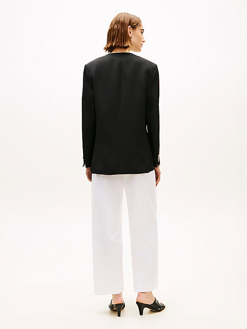 Kadın Linen/vis Collarless Blazer Siyah WW0WW49014BDS