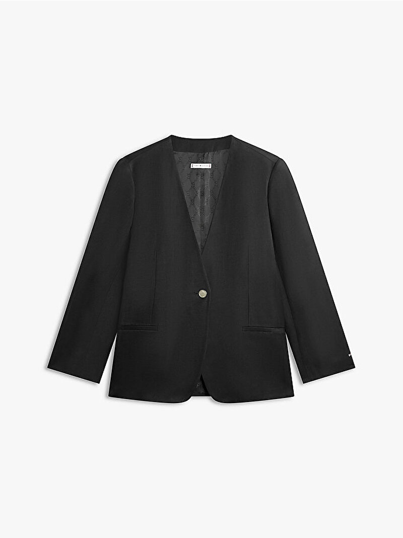 Kadın Linen/vis Collarless Blazer Siyah WW0WW49014BDS