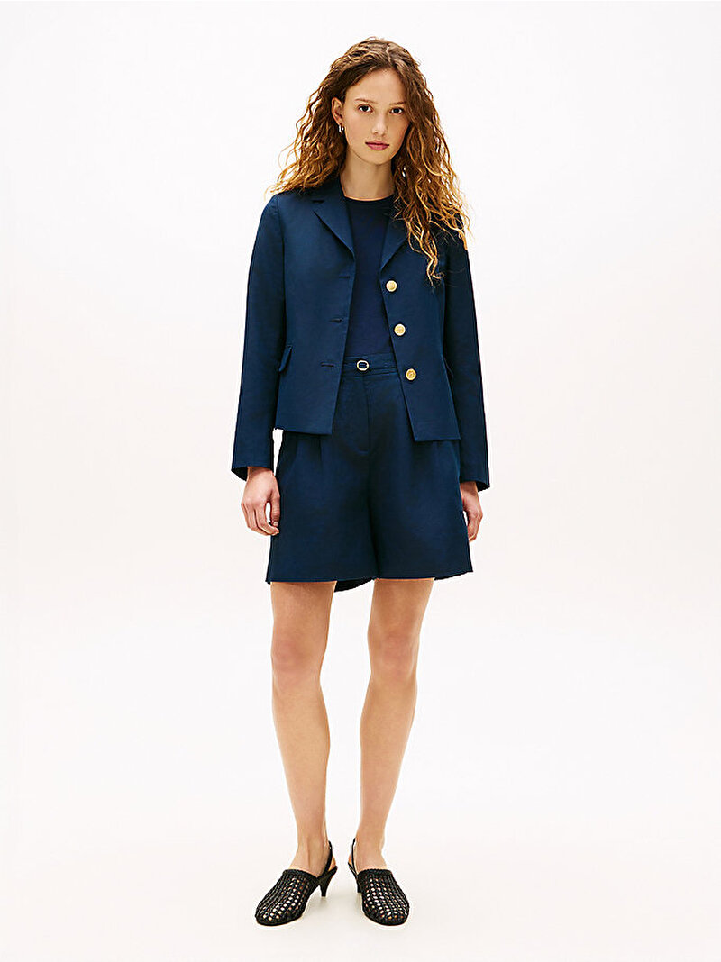 Kadın Linen Bland Slim Blazer Lacivert WW0WW49335C1G