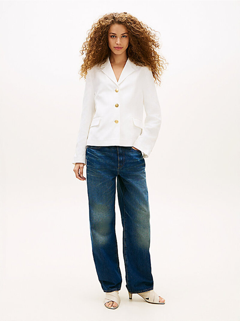 Kadın Linen Bland Slim Blazer Beyaz WW0WW49335YCF