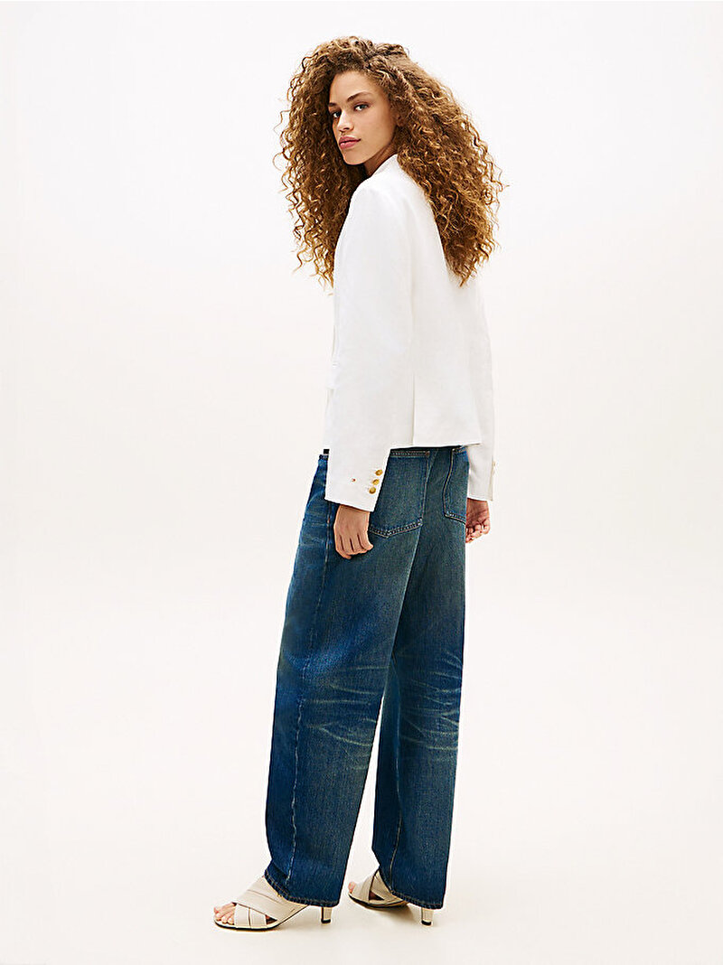 Kadın Linen Bland Slim Blazer Beyaz WW0WW49335YCF