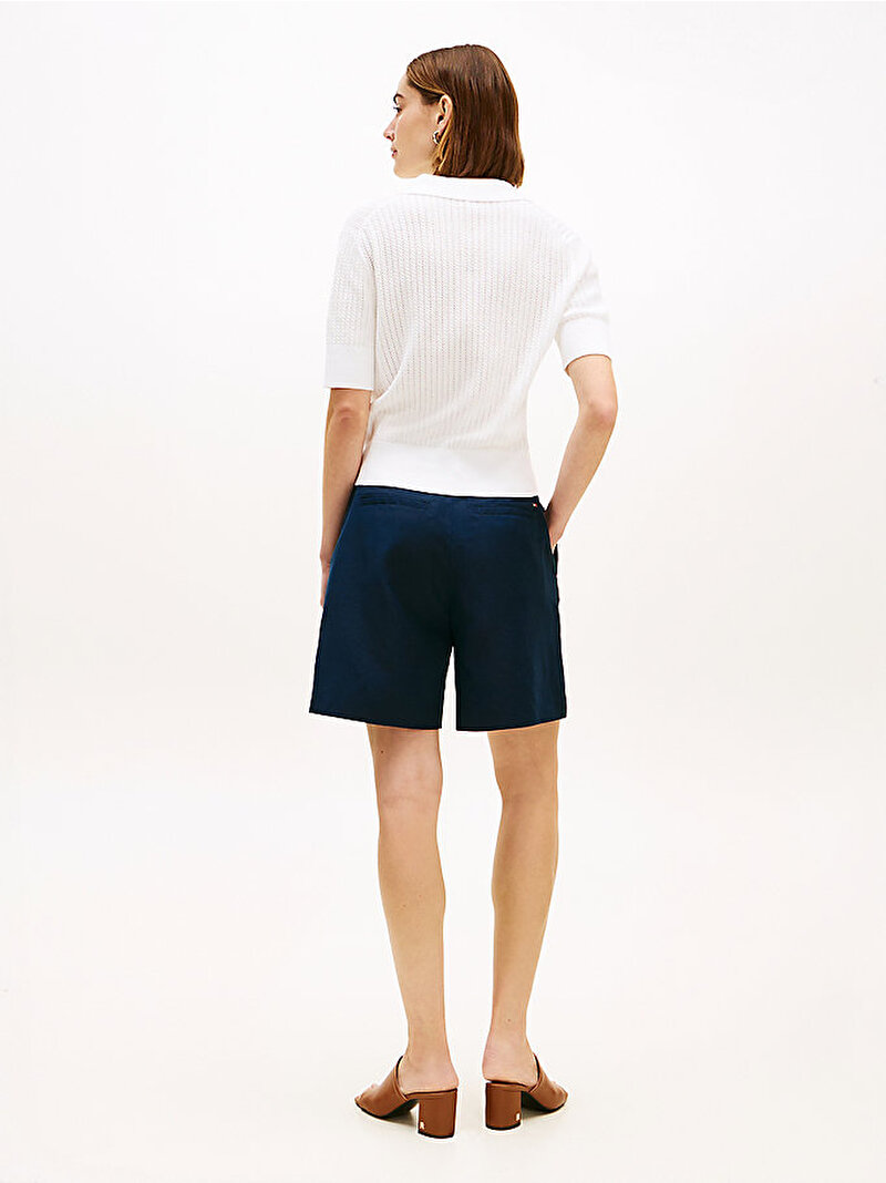 Kadın Pointelle Polo T-shirt Ekru WW0WW49362YBL