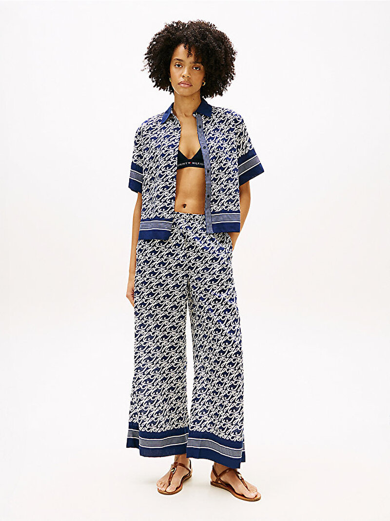 Kadın Swimshop Silk Voile Bluz Lacivert WW0WW495470YF