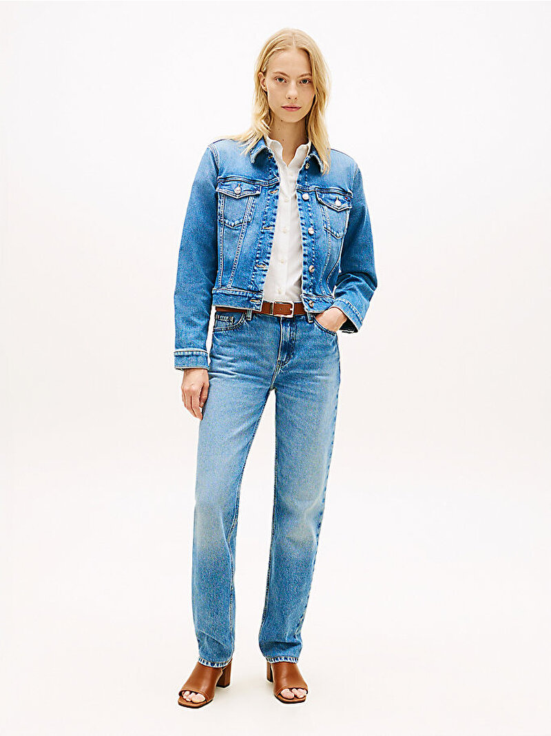 Kadın Slim Denim Ceket Mavi WW0WW495681A7