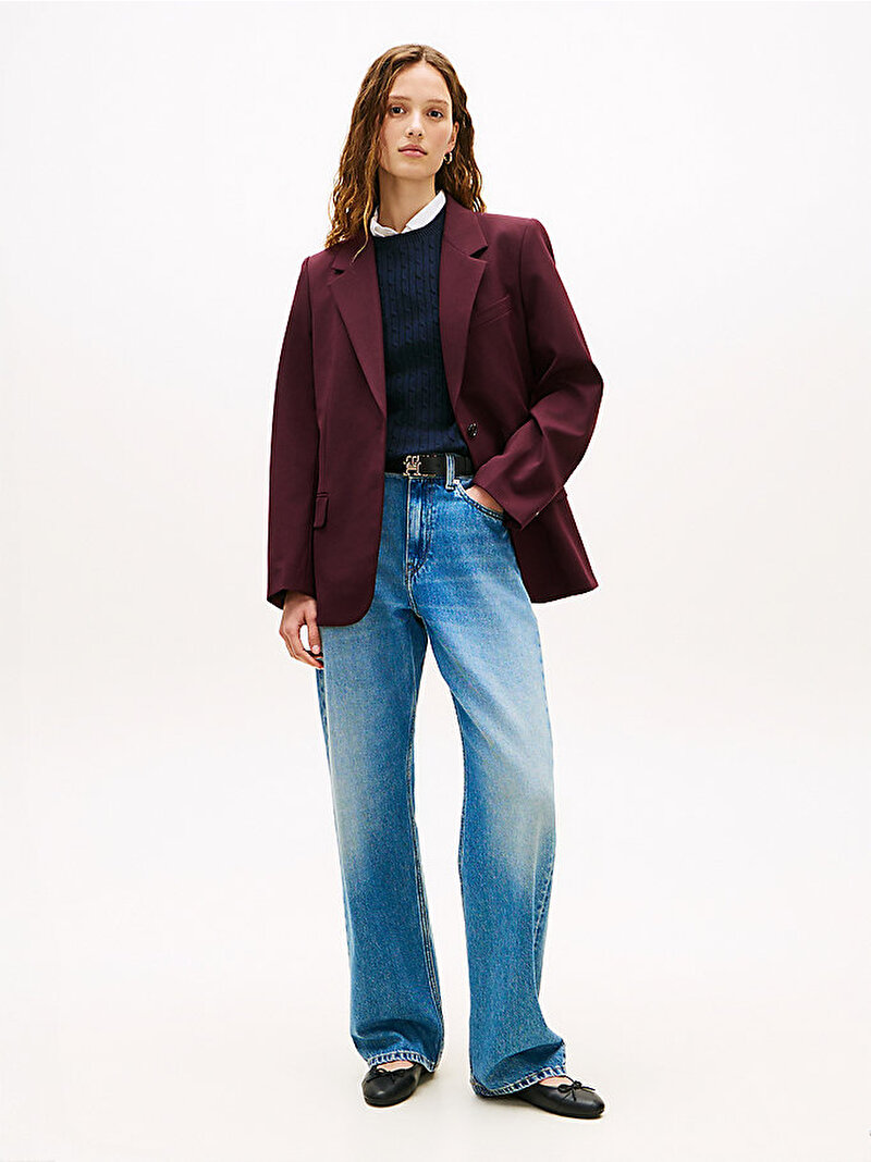 Kadın Light Wool Blend Blazer Kırmızı WW0WW49589XJQ