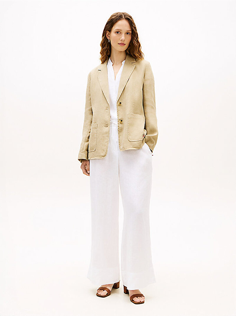 Kadın New Essential Linen Regular Blazer Bej WW0WW49598AEG