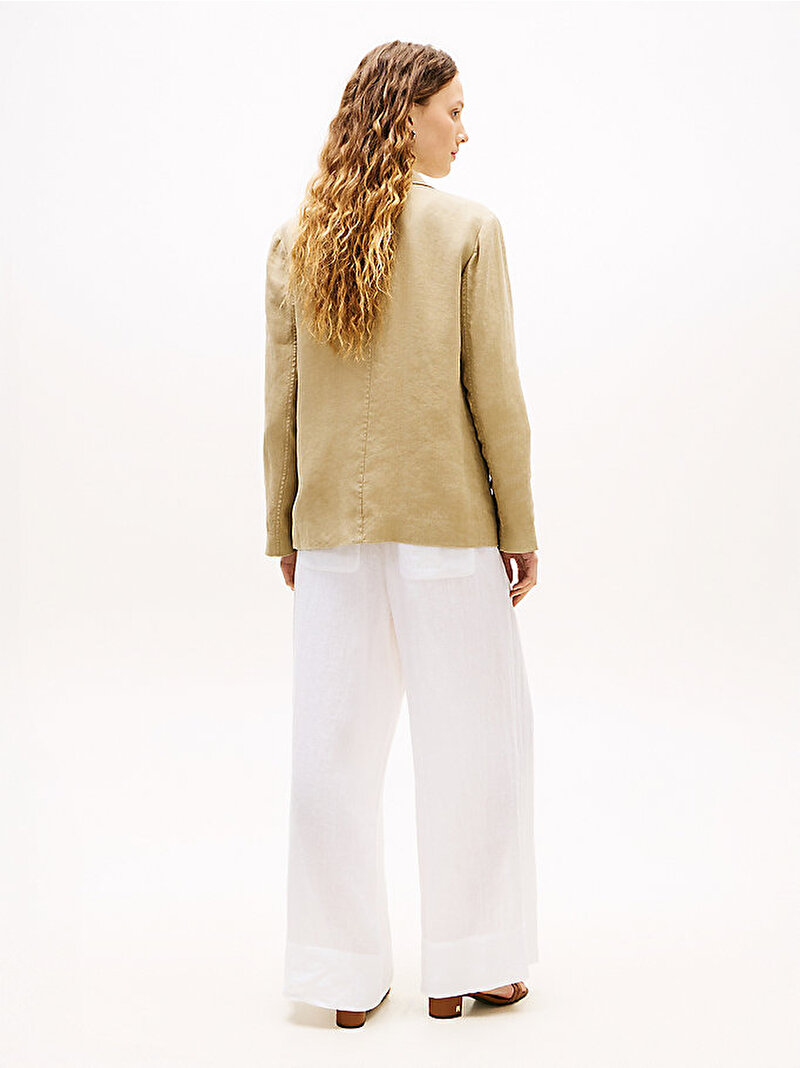 Kadın New Essential Linen Regular Blazer Bej WW0WW49598AEG