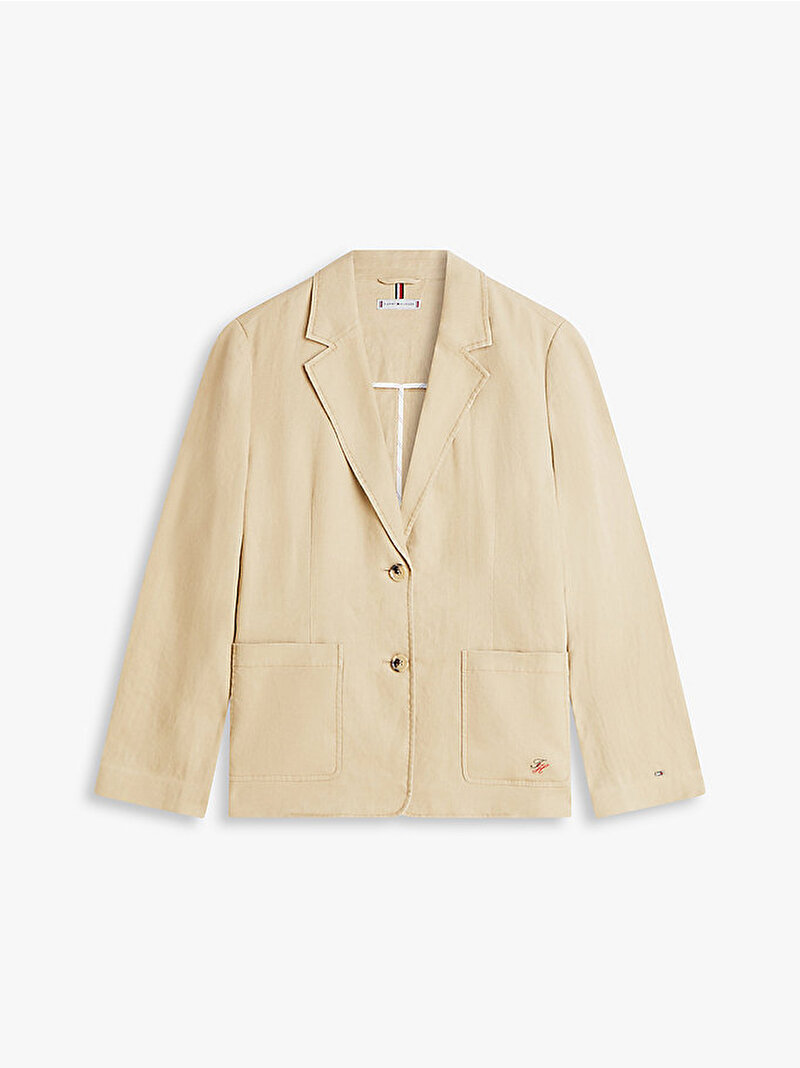 Kadın New Essential Linen Regular Blazer Bej WW0WW49598AEG