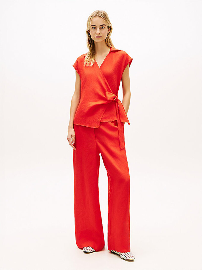 Kadın Linen Knot Bluz Kırmızı WW0WW49632SNE