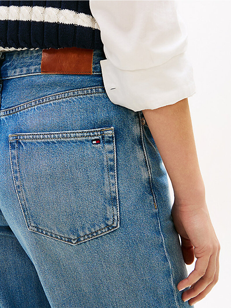 Kadın Denim Finn Loose Straight Jean Pantolon Mavi WW0WW506211A7