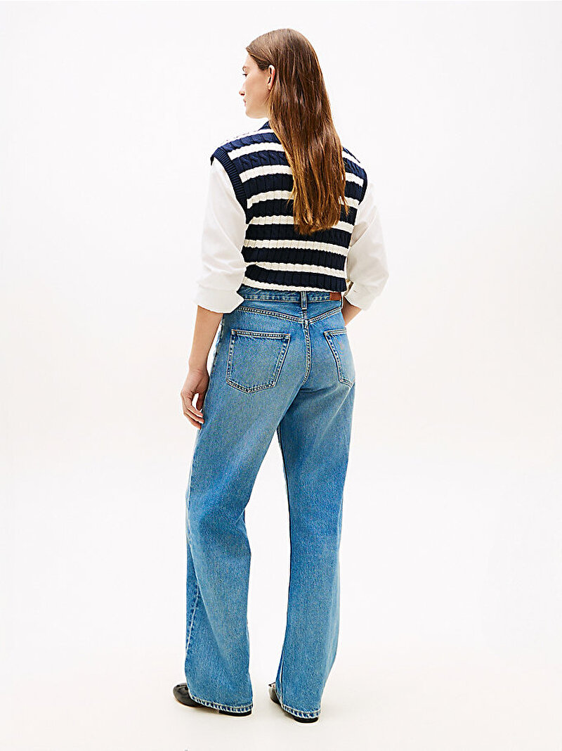 Kadın Denim Finn Loose Straight Jean Pantolon Mavi WW0WW506211A7