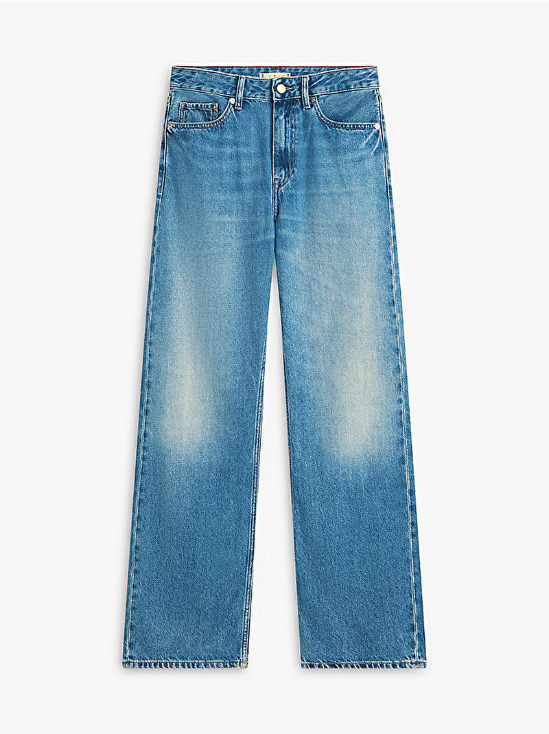 Kadın Denim Finn Loose Straight Jean Pantolon Mavi WW0WW506211A7