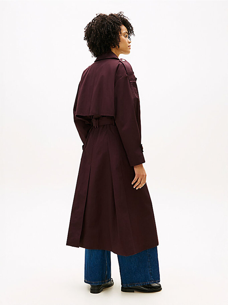 Kadın Oversized Cotton Trençkot Kahverengi WW0WW50627GR6