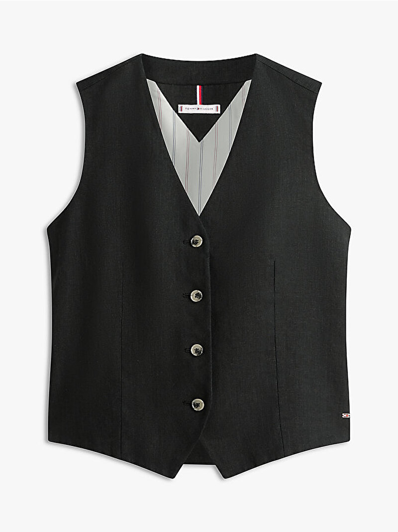 Kadın Essential Linen Yelek Siyah WW0WW50765BDS