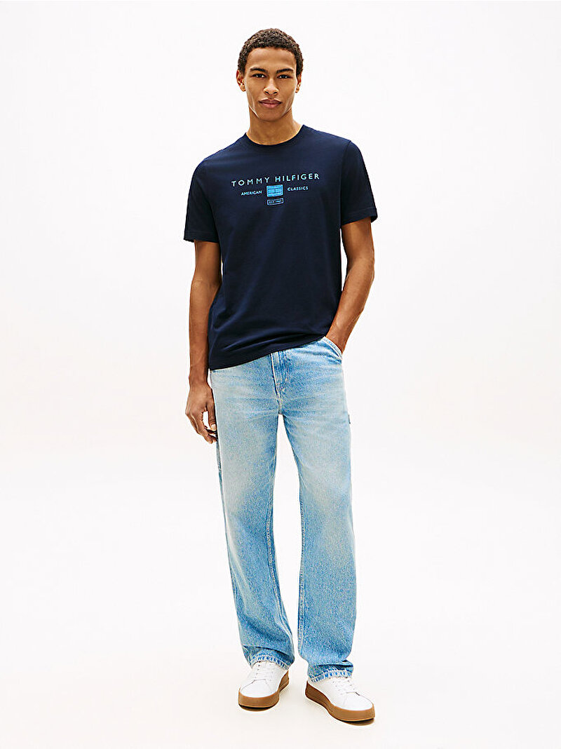 Erkek Brand Lovo Mono T-shirt Lacivert MW0MW42365DW5