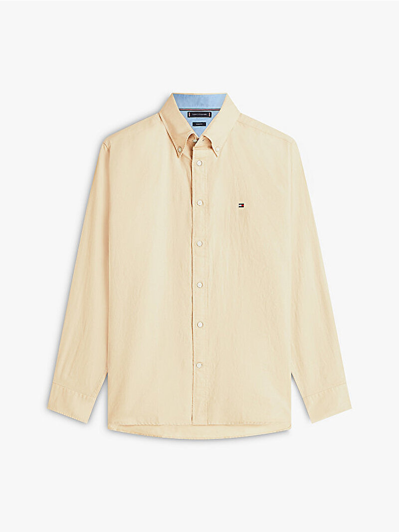Erkek Linen Blend Solid Gömlek Bej MW0MW42455RBT