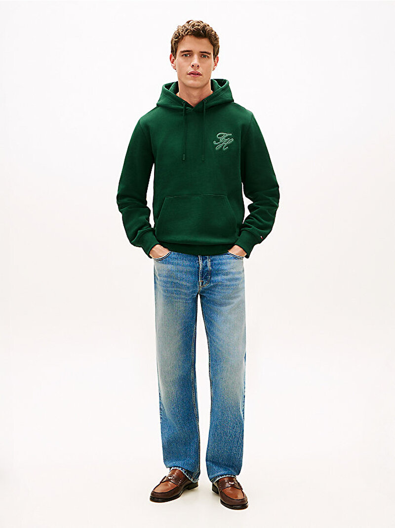 Erkek Monogram Hoodie Yeşil MW0MW42488MBN